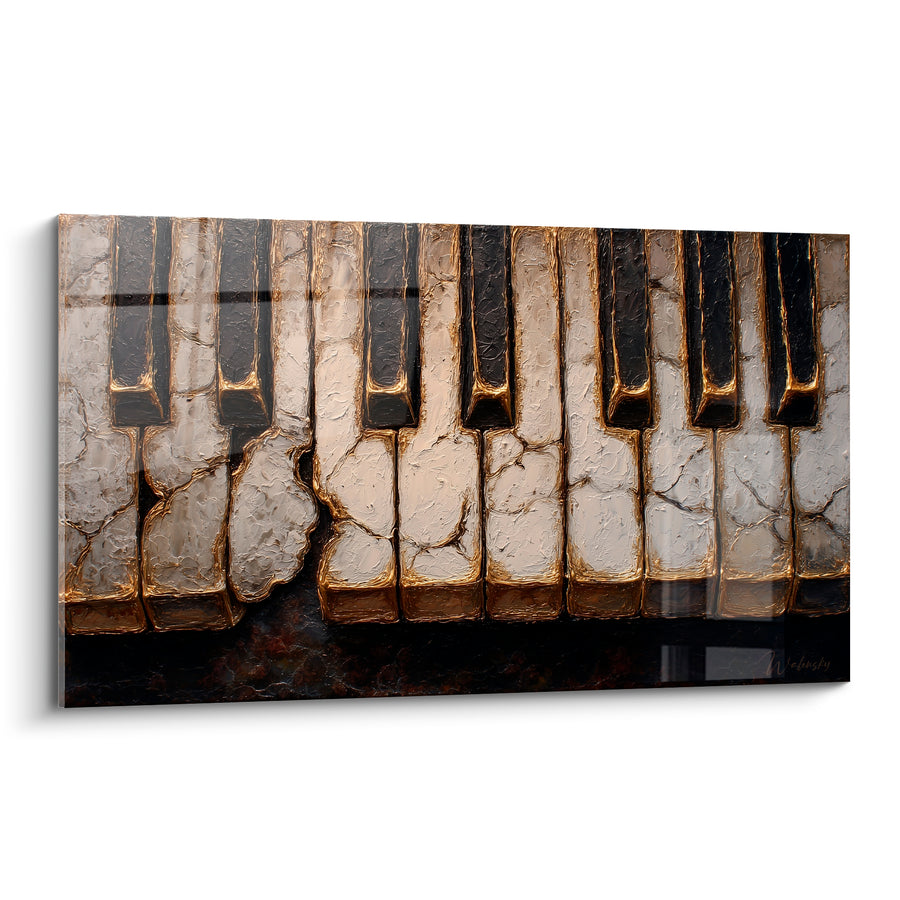 Tableau Musique touches ivoire craquelées et dorées - Mémoire d'ivoire - Edition Musique