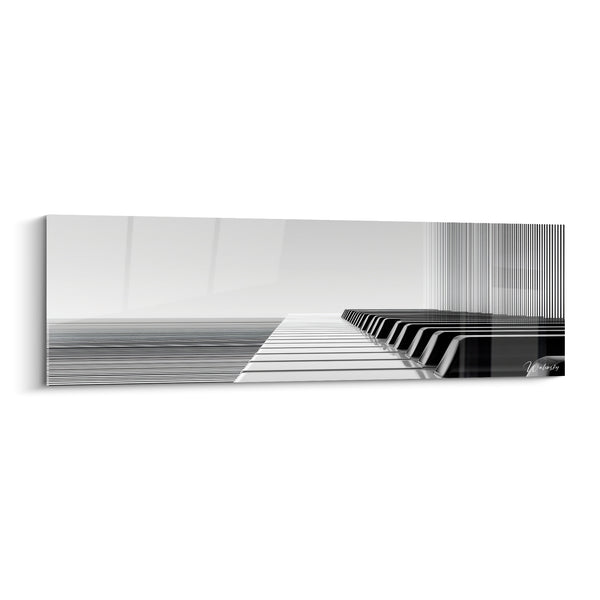 Cuadro Música Teclado Negro Blanco Líneas Infinitas - Horizonte Melódico - Edición Música