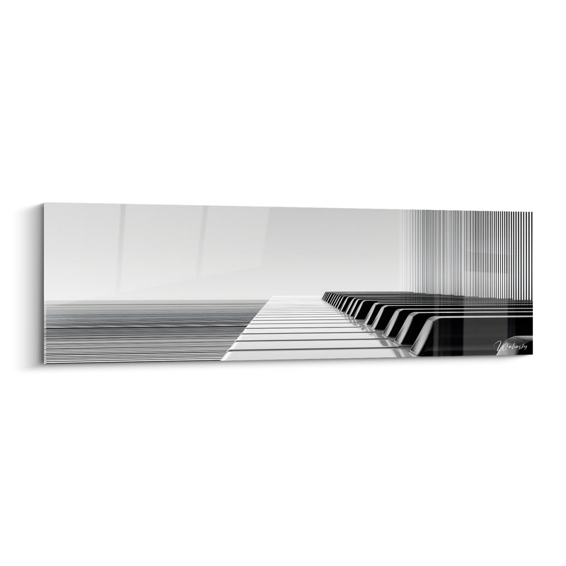 Tableau Musique clavier noir blanc lignes infinies - Horizon mélodique - Edition Musique