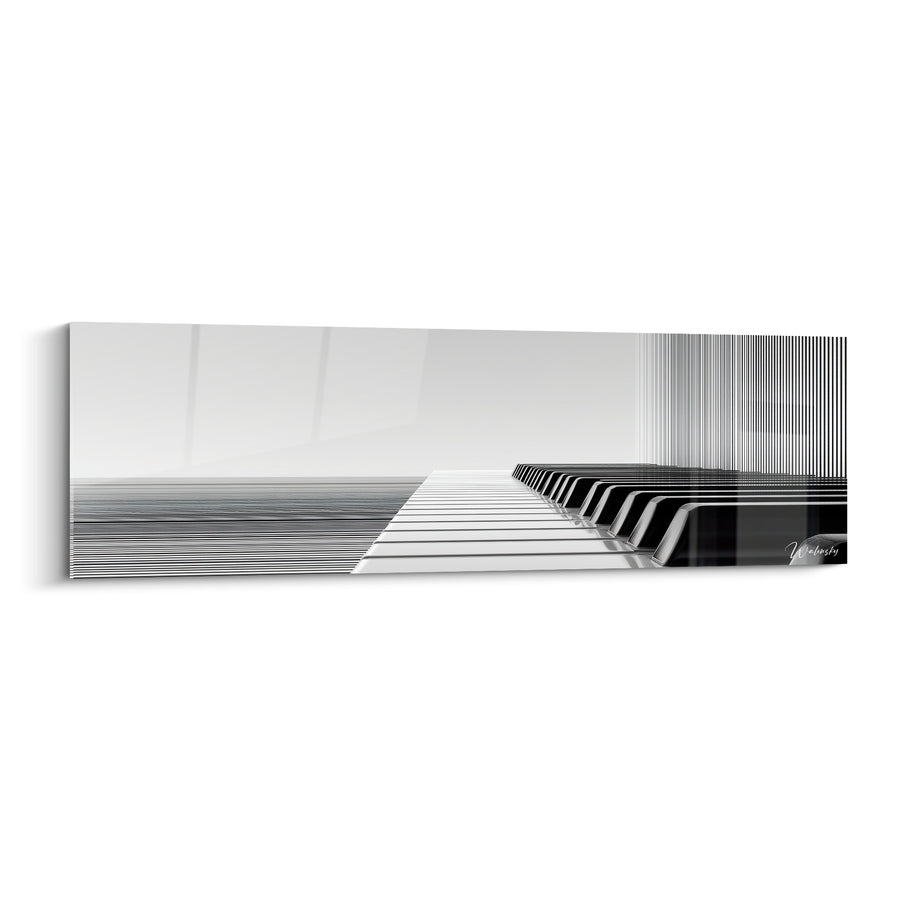 Tableau Musique clavier noir blanc lignes infinies - Horizon mélodique - Edition Musique