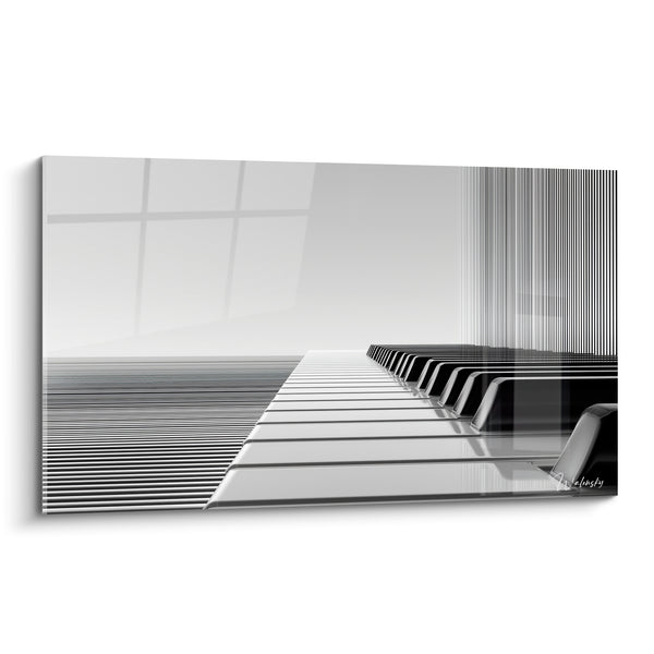 Black and White Music Painting - Window Reflection - Crossbars of Glazing - Music Edition