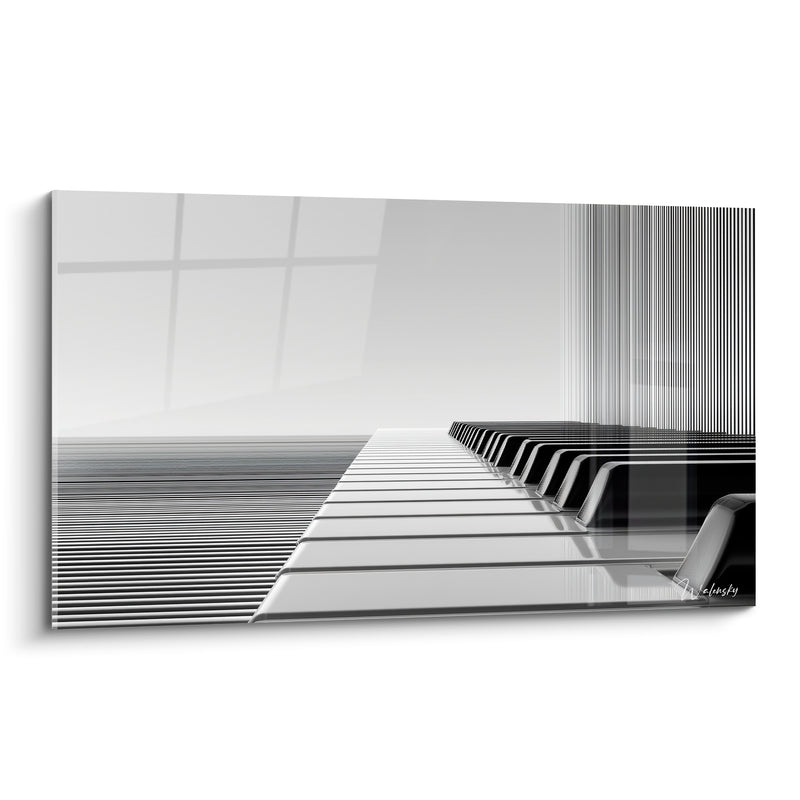Tableau Musique noir et blanc reflet fenêtre - Croisillons de vitrage - Edition Musique