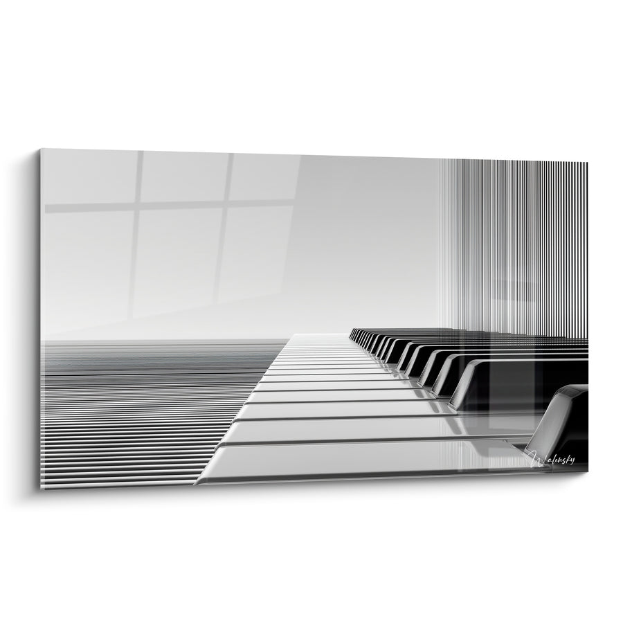 Tableau Musique noir et blanc reflet fenêtre - Croisillons de vitrage - Edition Musique
