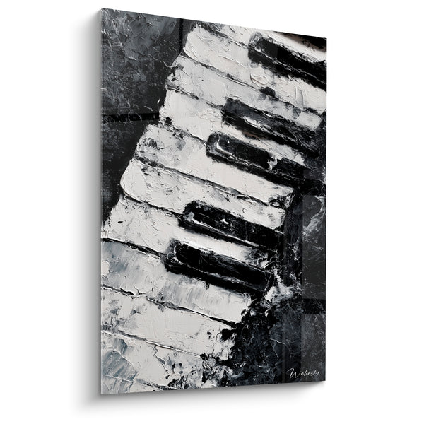 Cuadro Música blanco y negro teclas empastadas oblicuas - Diagonal del teclado - Edición Música