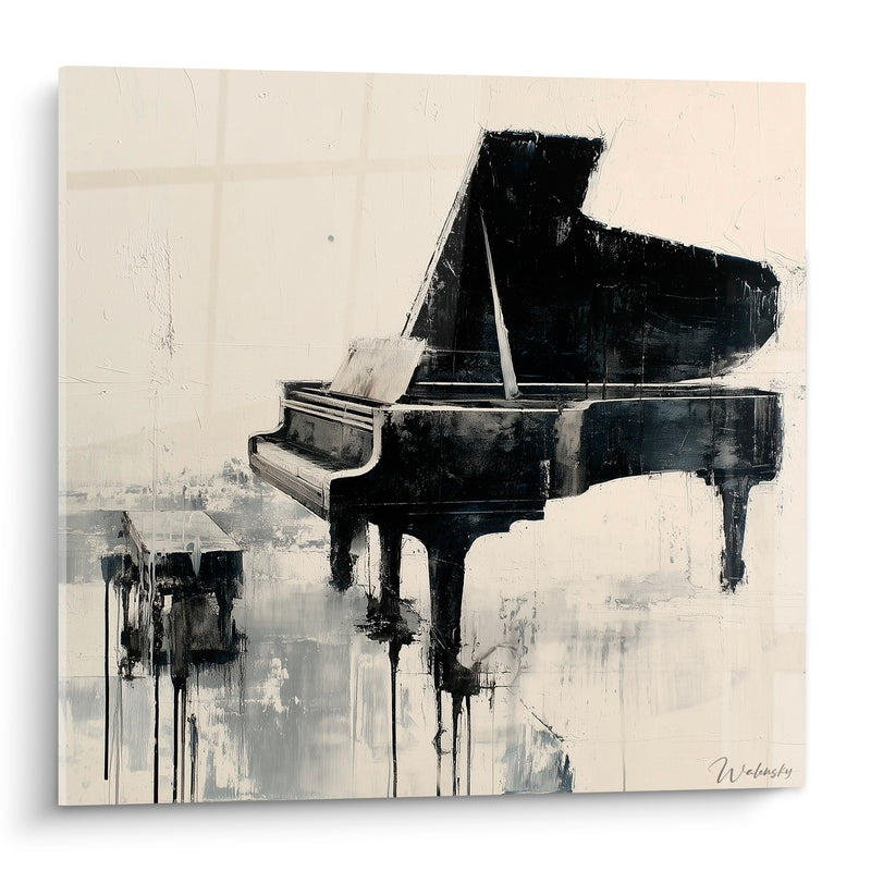 Tableau Musique piano noir ivoire coulures - Écho suspendu - Edition Musique