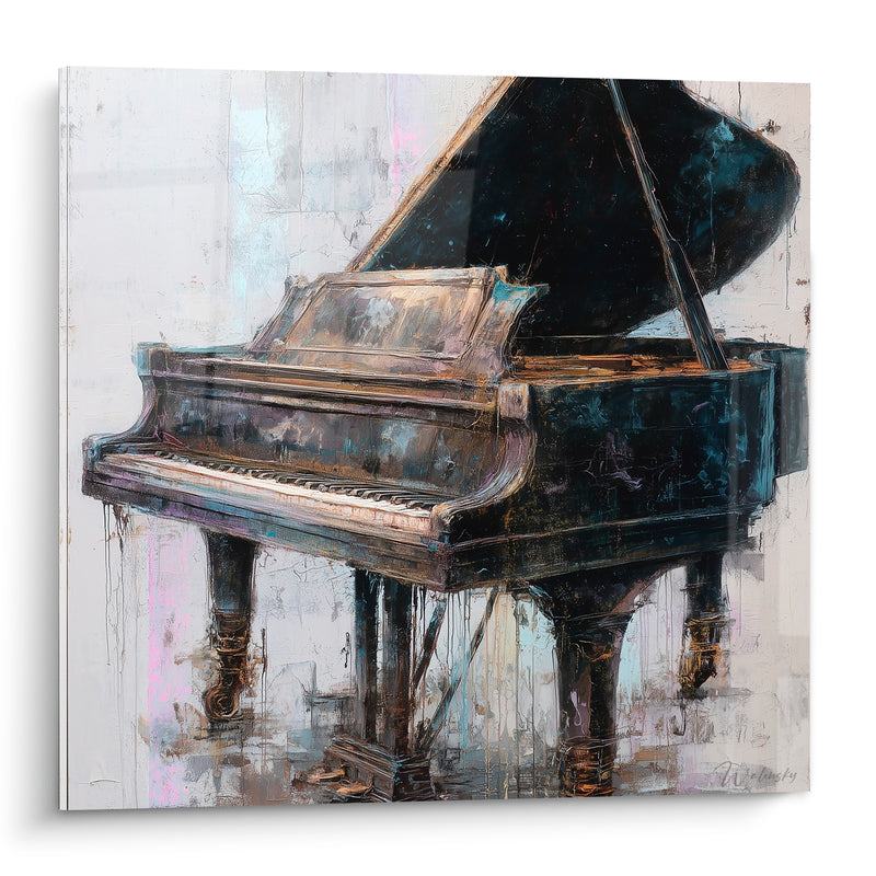 Tableau Musique piano à queue noir et doré - Note suspendue - Edition Musique