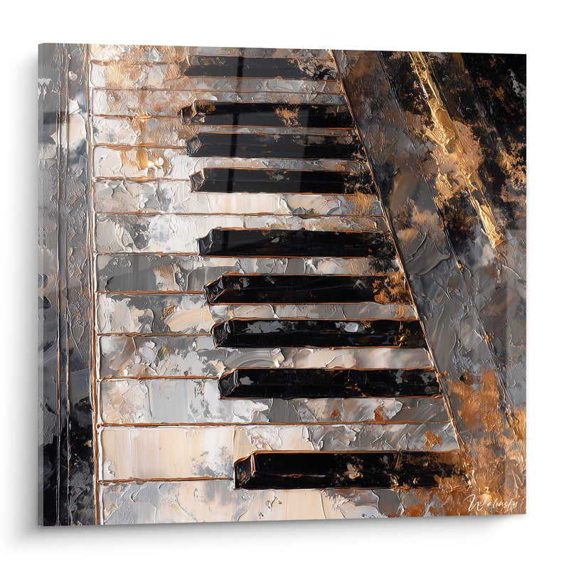 Tableau Musique noir et argenté touches obliques - Diagonale scintillante - Edition Musique