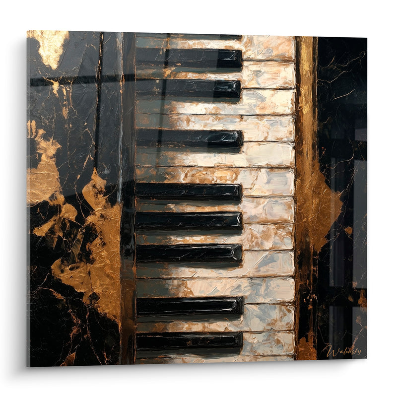 Tableau Musique noir et doré éclats marbrés - Fissures dorées - Edition Musique