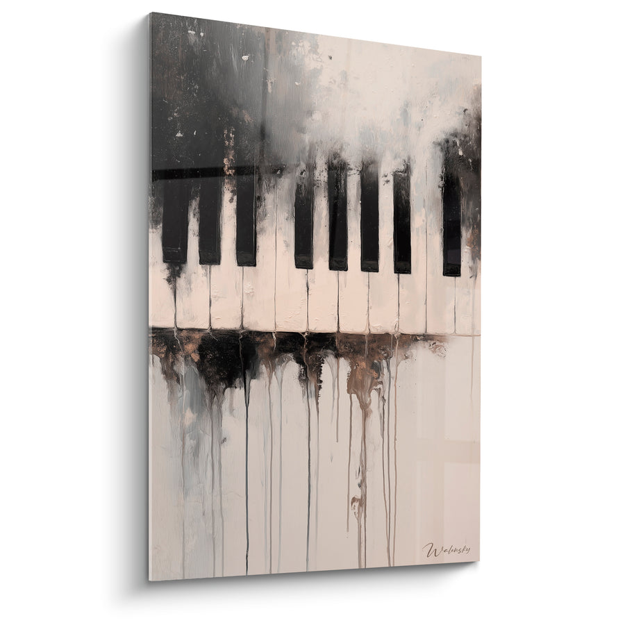 Tableau Musique clavier noir ivoire coulures - Note qui s'efface - Edition Musique