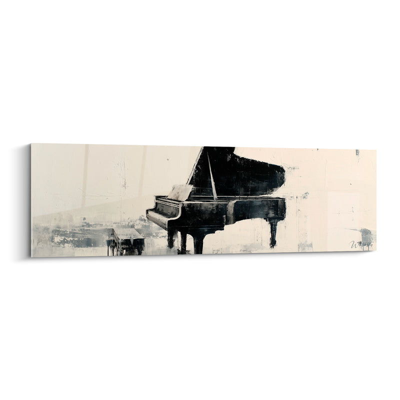 Tableau Musique noir et blanc piano isolé - Ombre au sol - Edition Musique