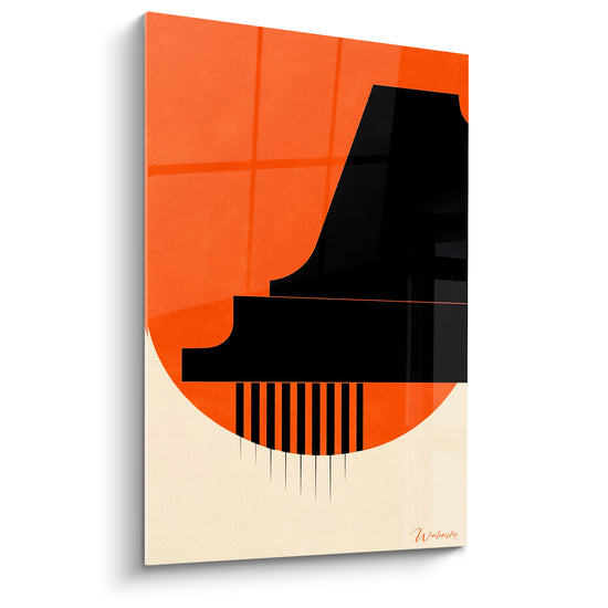Orange and Black Music Table - Geometric Semi-Circle Disc - Music Edition