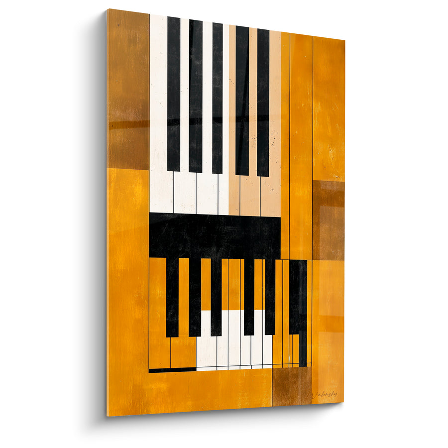 Tableau Musique jaune moutarde et noir touches inversées - Miroir des octaves - Edition Musique