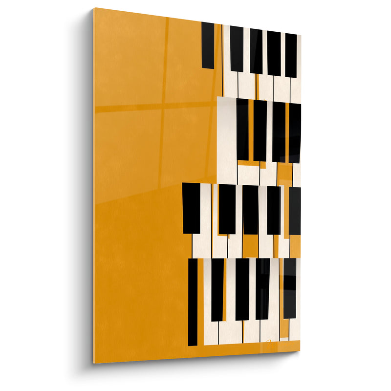 Tableau Musique jaune moutarde et noir touches fragmentées - Rangées décalées - Edition Musique