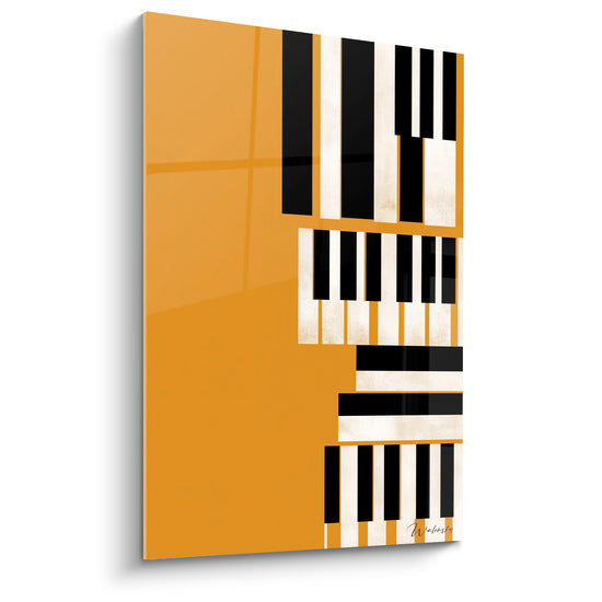 Music Painting Yellow Mustard and Black Fragmented Keys - Offset Segments - Music Edition