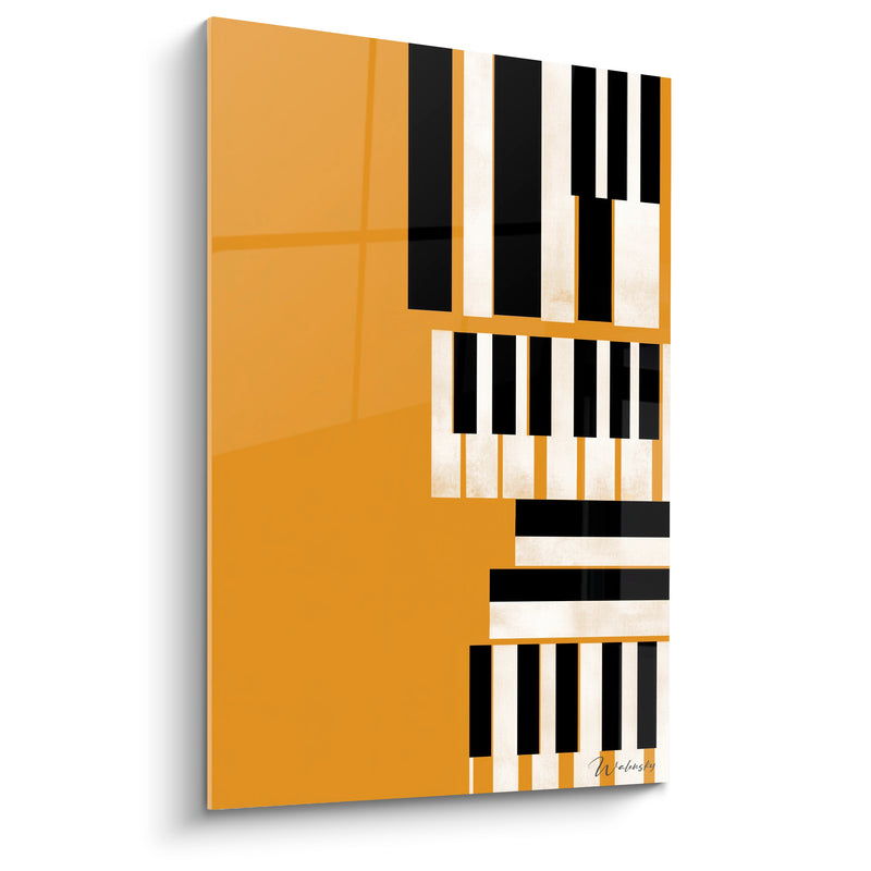 Tableau Musique jaune moutarde et noir touches fragmentées - Segments décalés - Edition Musique