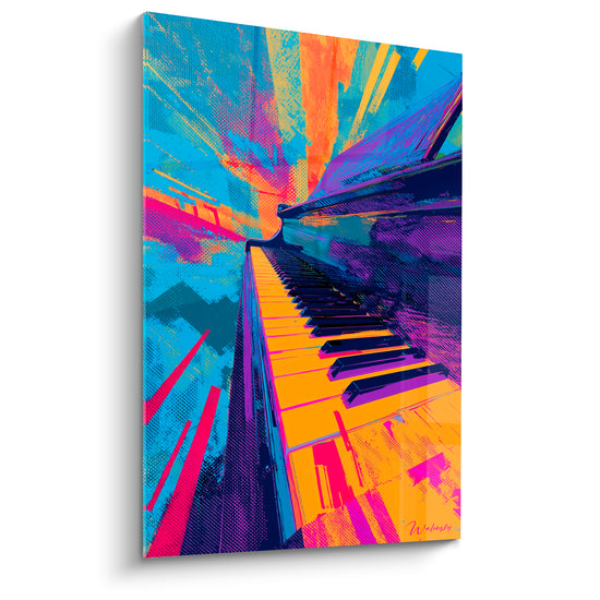 Music Painting Orange and Blue Rays Bursting - Perspective in Flight - Music Edition