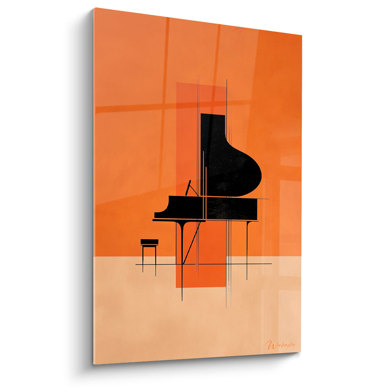 Tableau Musique piano orange sable géométrique - Répétition silencieuse - Edition Musique