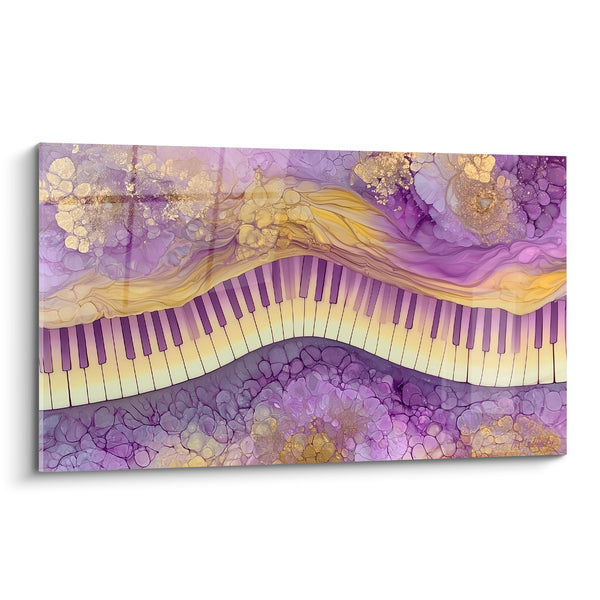 Purple and Gold Music Painting Wavy Keyboard - Melodic Wave - Music Edition