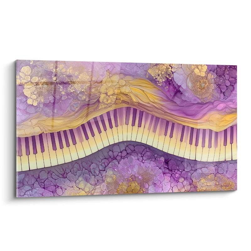 Tableau Musique violet et doré clavier ondulant - Onde mélodique - Edition Musique