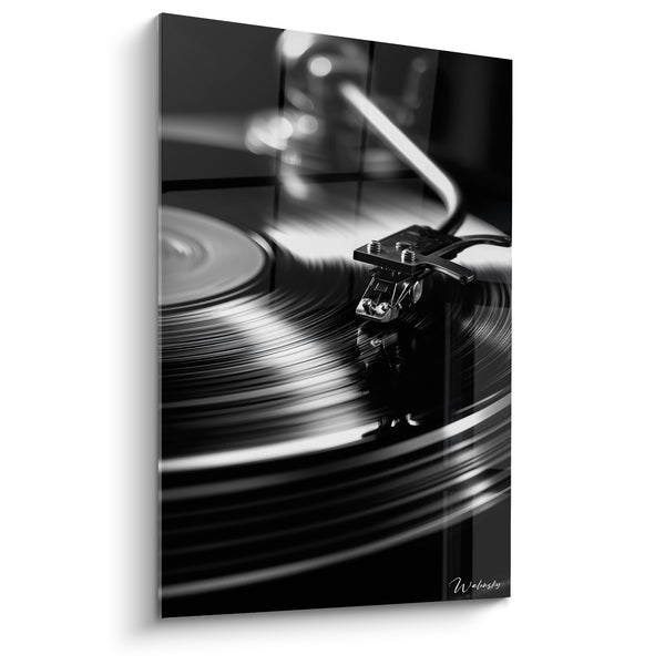 Cuadro Música blanco y negro vinilo giratorio - Plato y diamante - Edición Música