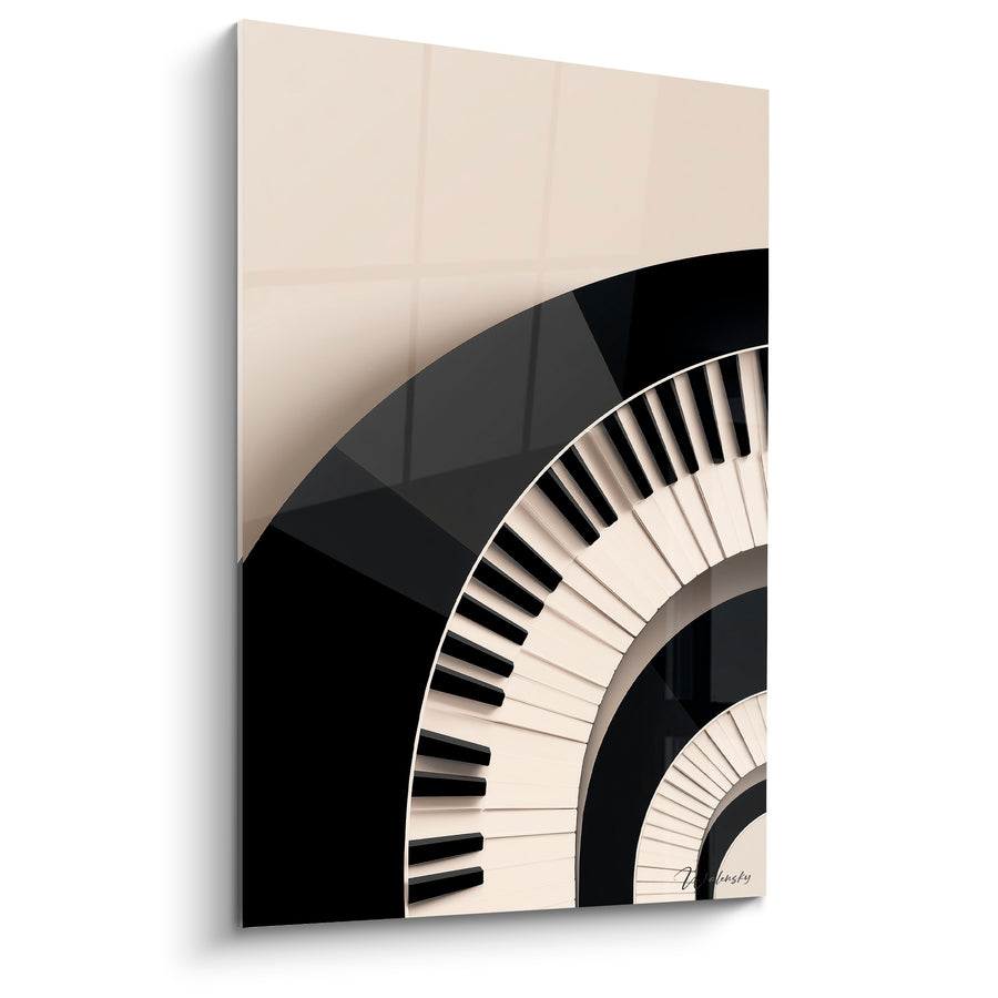 Tableau Musique touches ivoire et noir en spirale - Spirale mélodique - Edition Musique