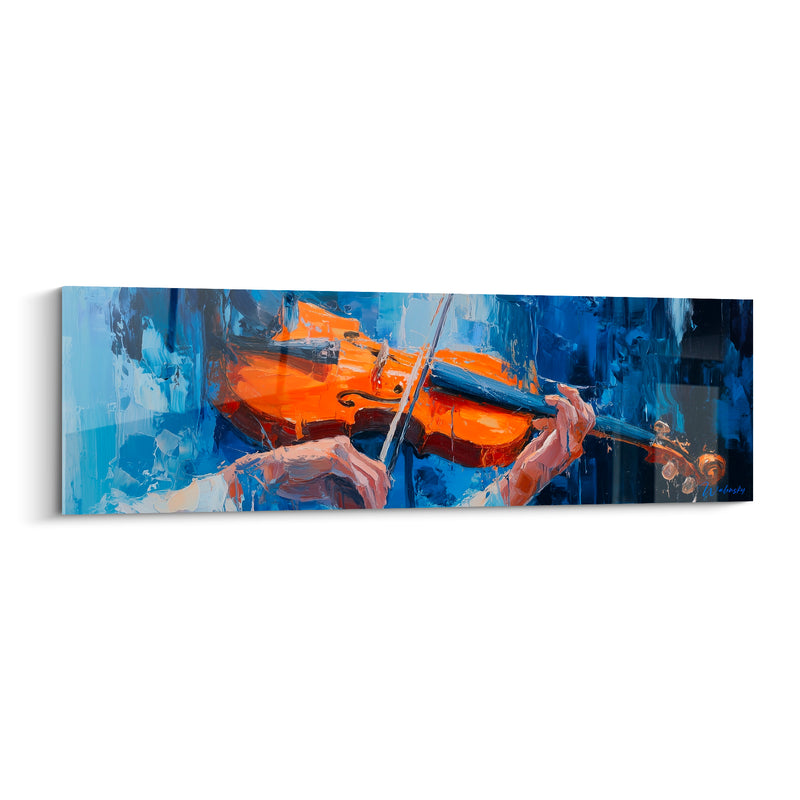 Tableau Musique violon ambré et bleu profond - Élan du violoniste - Edition Musique