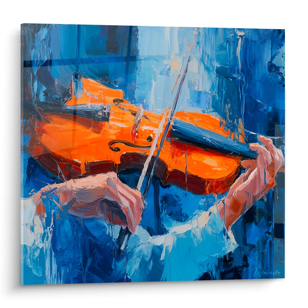 Violin Music Painting Orange and Blue Hands Playing - Bow Tension - Music Edition