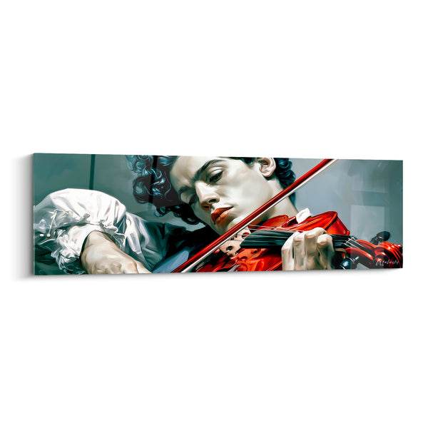 Music Painting Red and White Violin - Curly Handle - Shirt with Jabot - Music Edition