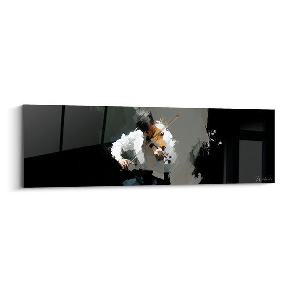 Music Painting black and white violinist isolated - Silhouette in chiaroscuro - Music Edition