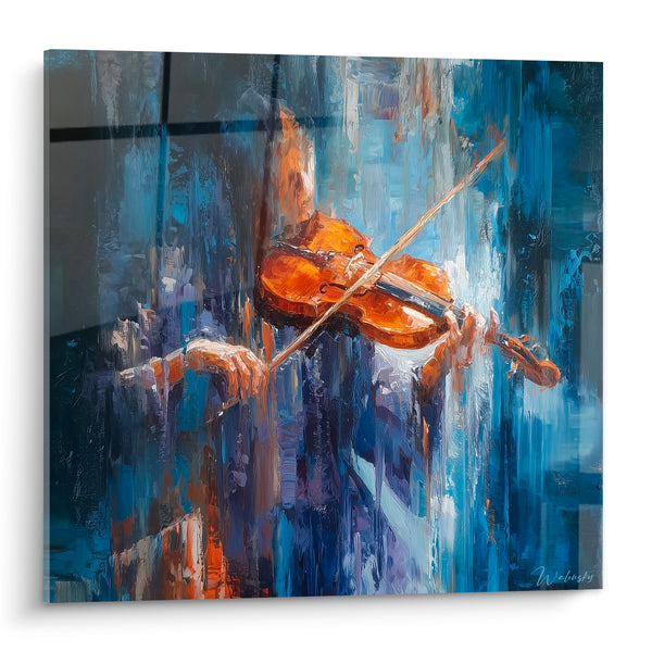 Cuadro Música azul marino y ámbar violinista - Aliento del violinista - Edición Música