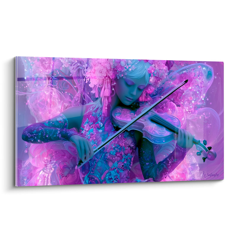 Tableau Musique violet lilas violoniste florale - Rêverie enchantée - Edition Musique