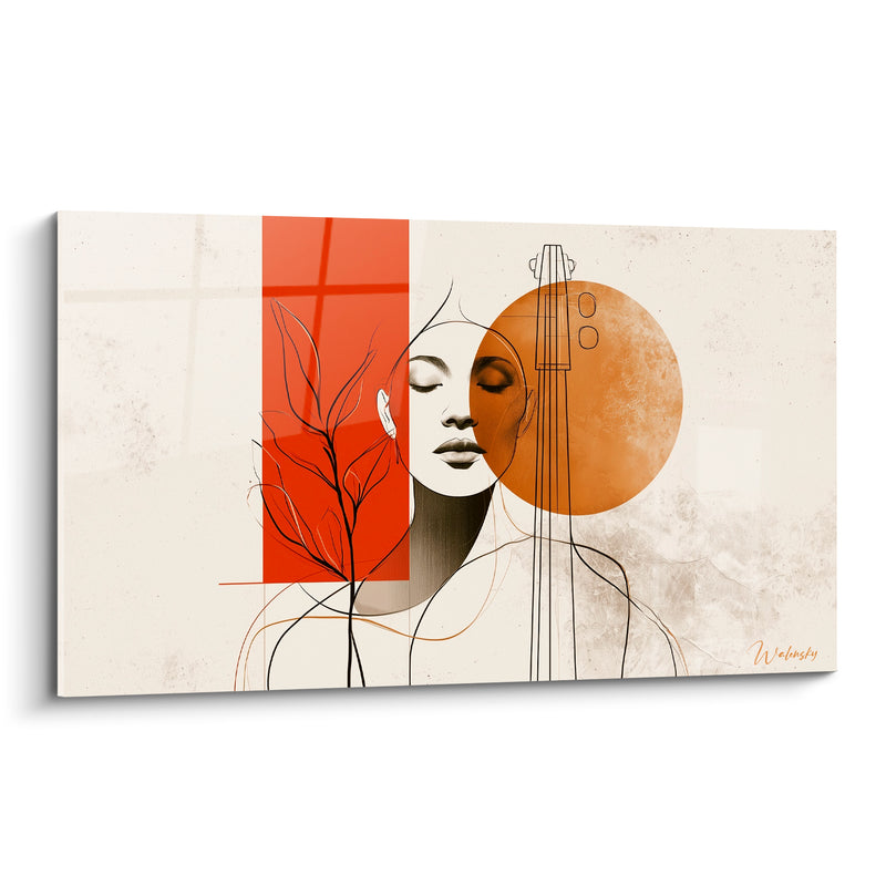 Tableau Musique visage terracotta et cercle ocre - Écho intérieur - Edition Musique