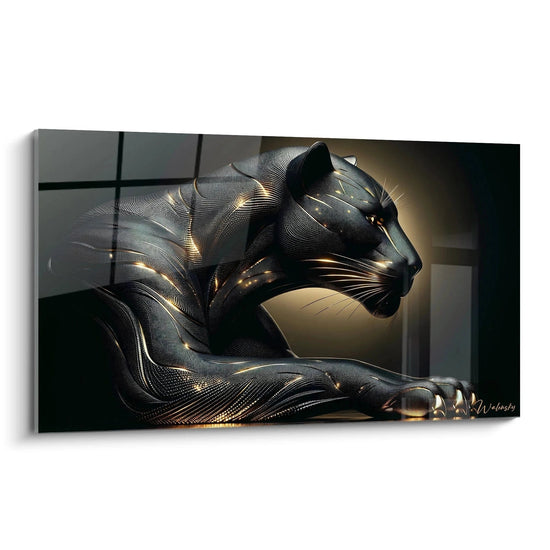 Tableau Mystère Brillant du Prédateur Noir - Édition Animaux