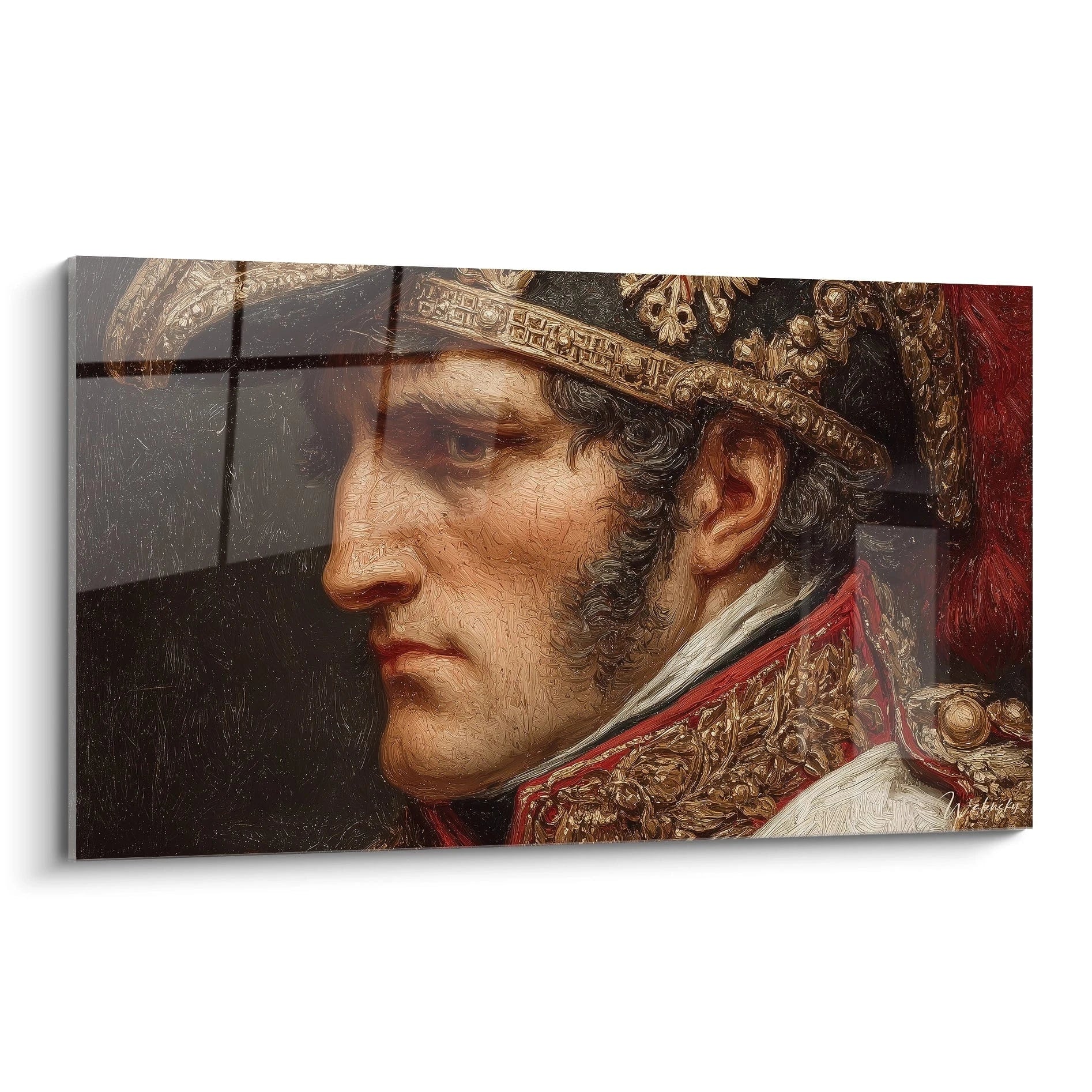 tableau Napoléon regard d'aigle par Walensky peinture murale profil de Napoléon en uniforme impérial sur toile