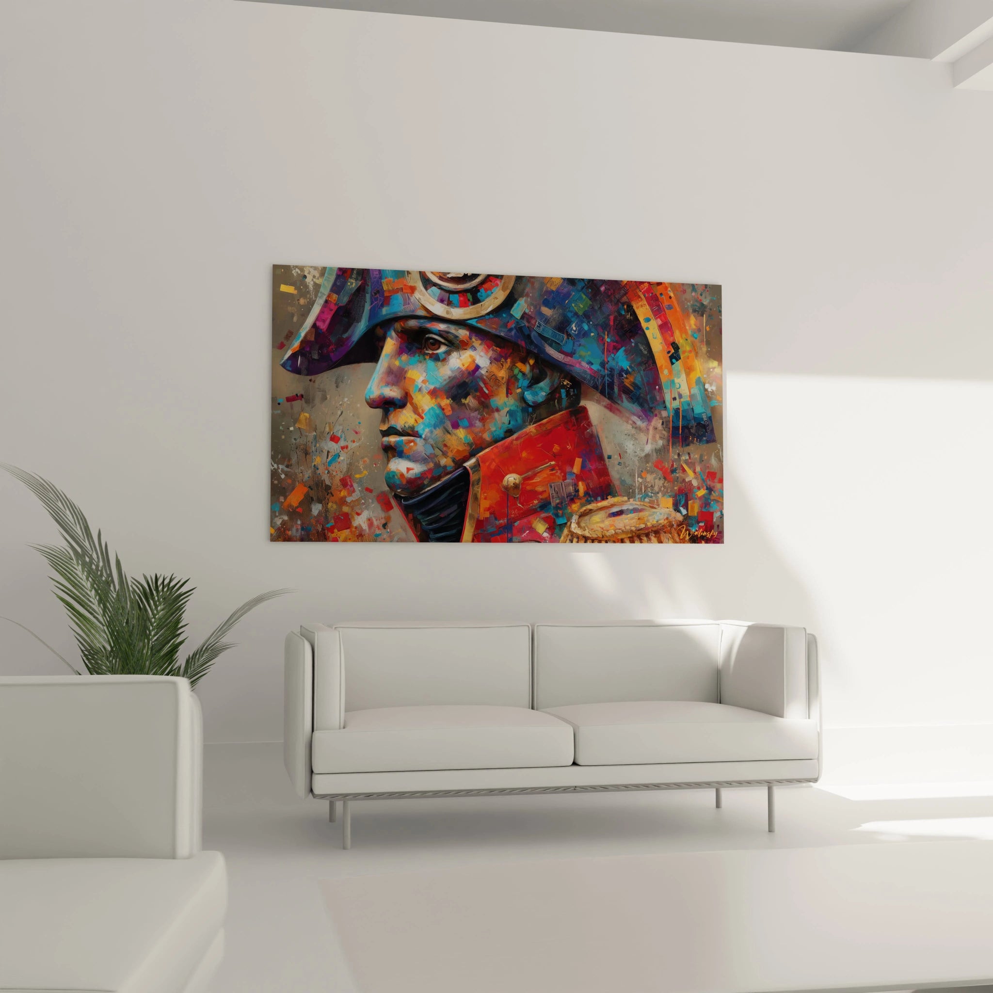 tableau mural Napoléon art moderne Walensky portrait coloré de Napoléon pour décoration salon minimaliste