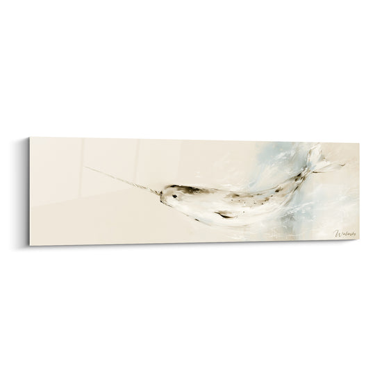 Tableau Narval blanc et beige, défense élancée - Immersion polaire - Edition Narval