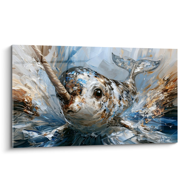 Tableau Narval tacheté brun et blanc au regard perçant - Œil intense et texture mouchetée - Edition Narval