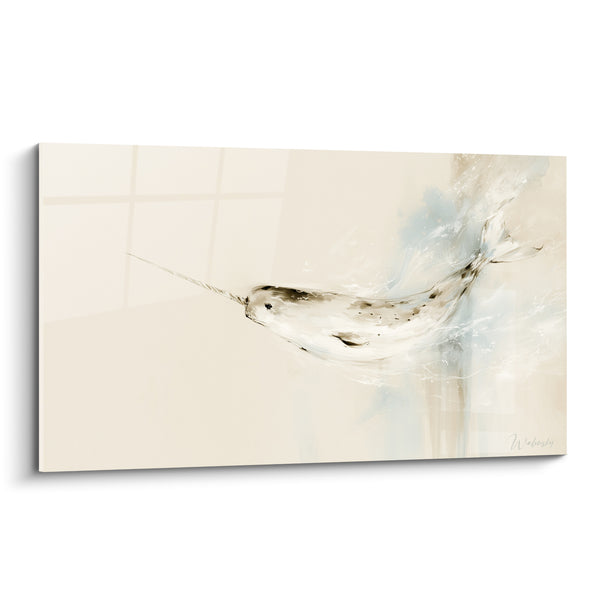 Tableau Narval ivoire aux touches bleu pastel - Glisse silencieuse - Edition Narval