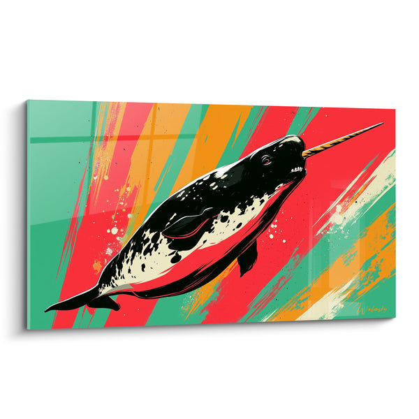 Tableau Narval noir aux bandes rouge et vert - Fulgurance marine - Edition Narval