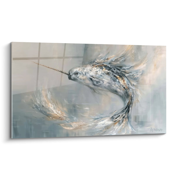 Tableau Narval gris et doré en spirale - Spirale océane - Edition Narval