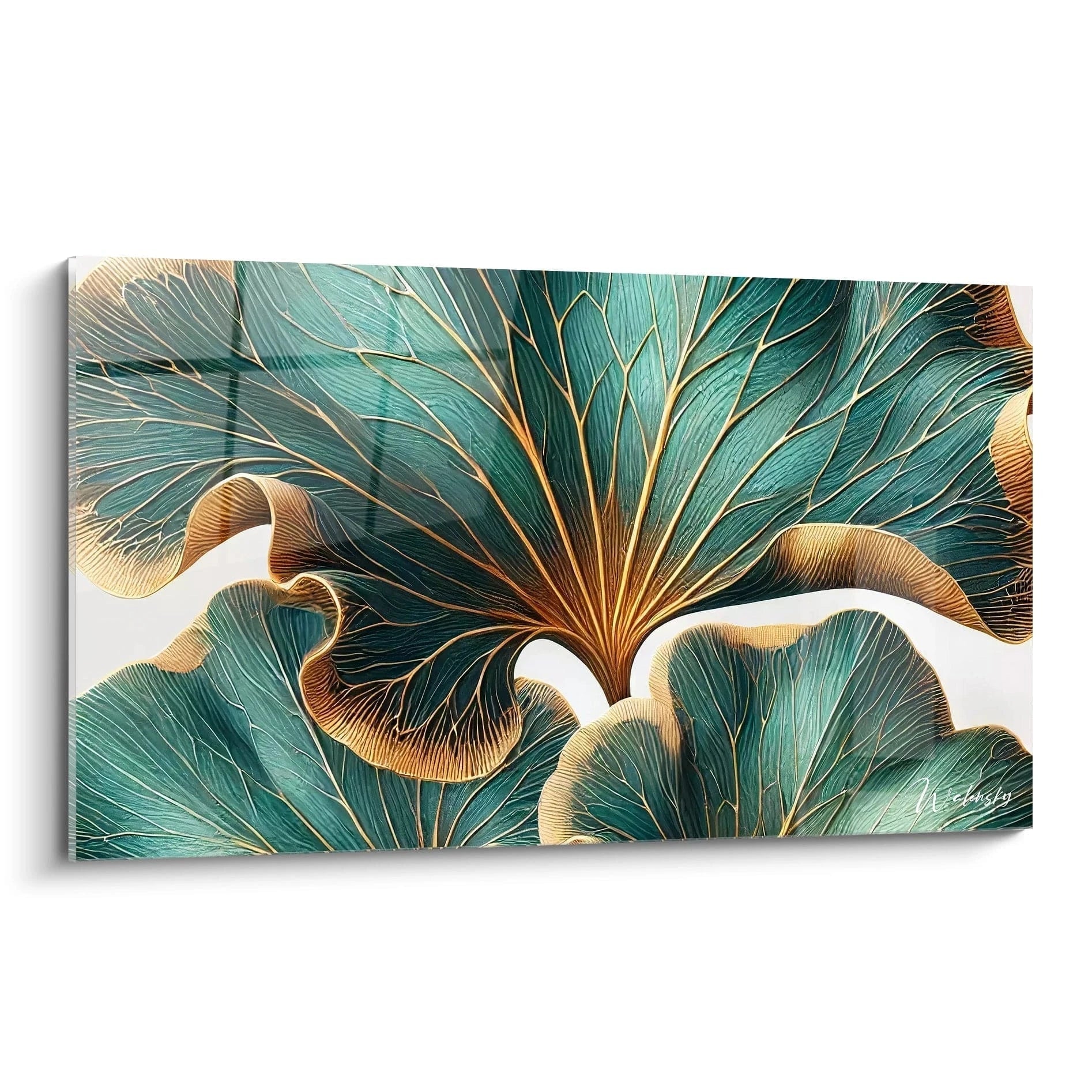 Tableau Nature en verre acrylique de grande taille - Vue principale en biais sur fond blanc - Art mural inspiré par la nature - Décoration intérieure écologique et élégante - Qualité supérieure et impression haute résolution - Tableau géant pour décoration de maison