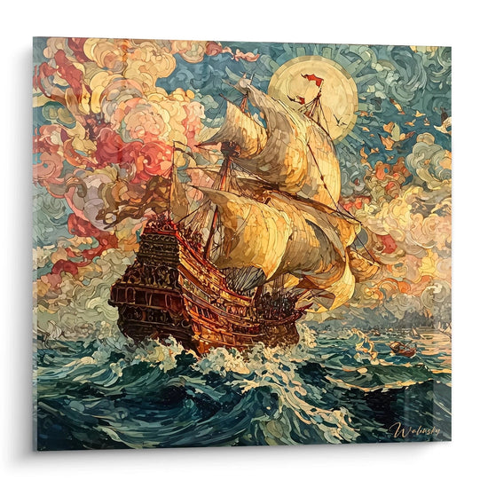 Tableau Navire Mer Déchaînée - édition Christophe Colomb