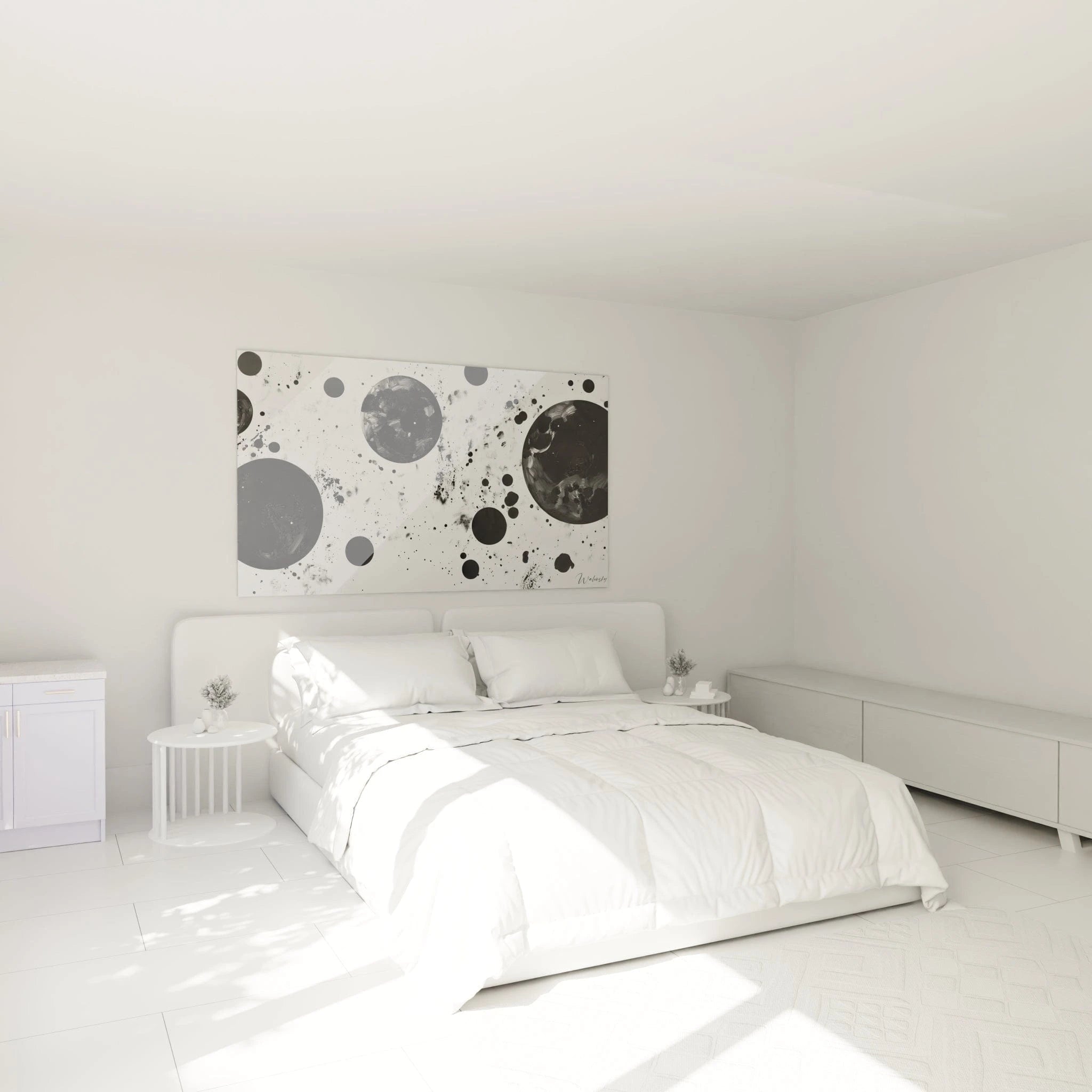Tableau tacheté noir et blanc de Walensky, parfait pour décorer un chambre moderne