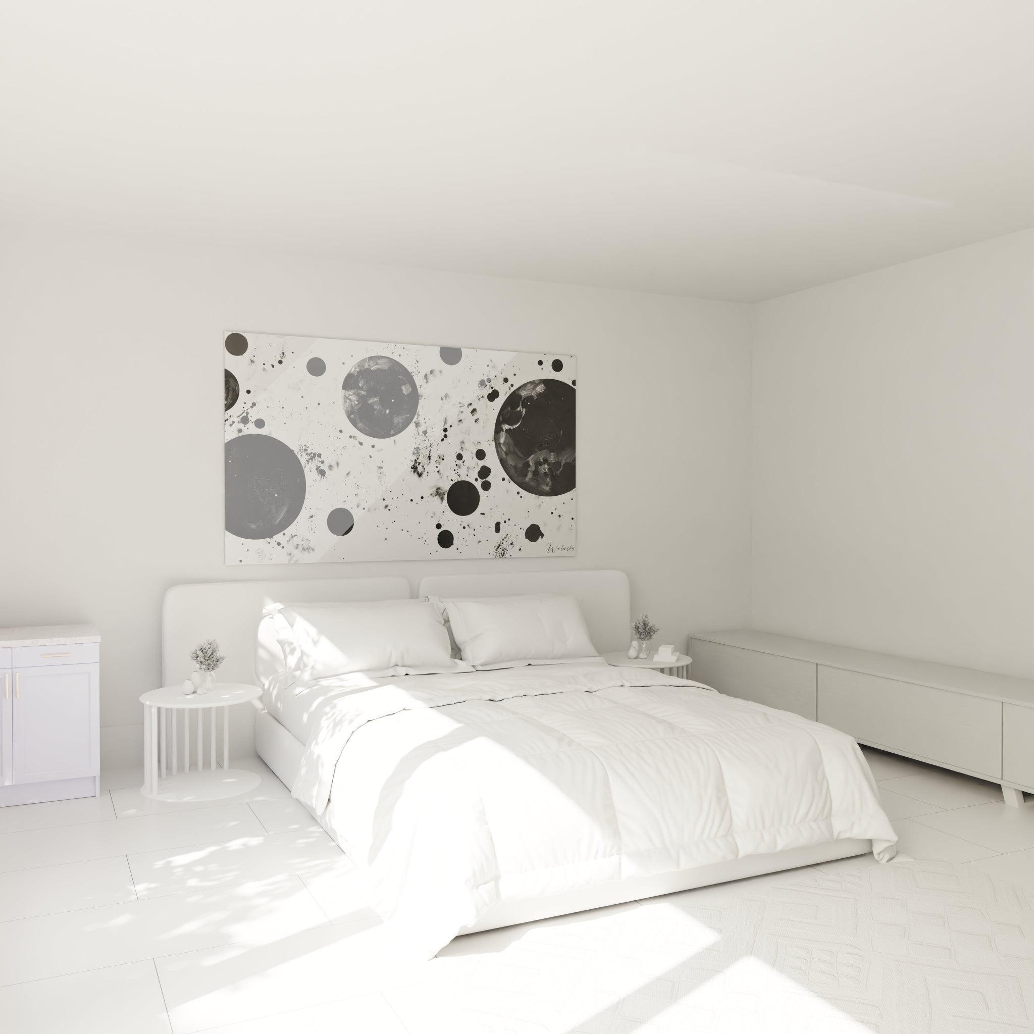Tableau tacheté noir et blanc de Walensky, parfait pour décorer un chambre moderne