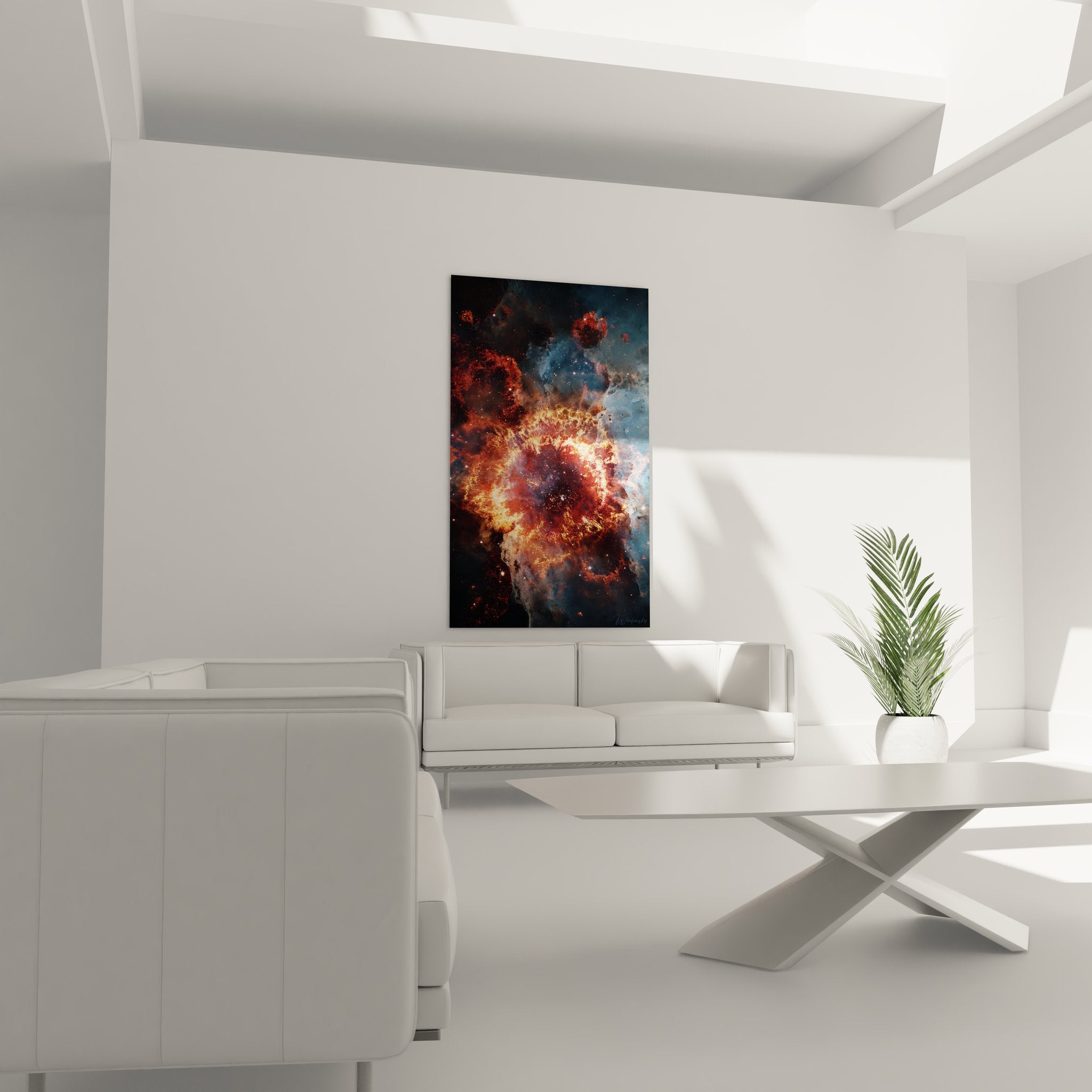 Gros plan détaillé du tableau nébuleuse planétaire montrant les filaments gazeux colorés