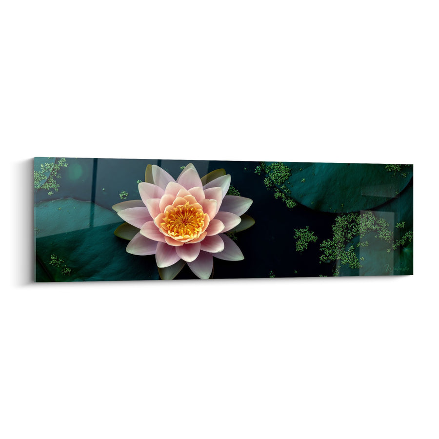 Tableau Nénuphars Rose et Orange Reflets Aquatiques - Sérénité Lacustre - Edition Nénuphare