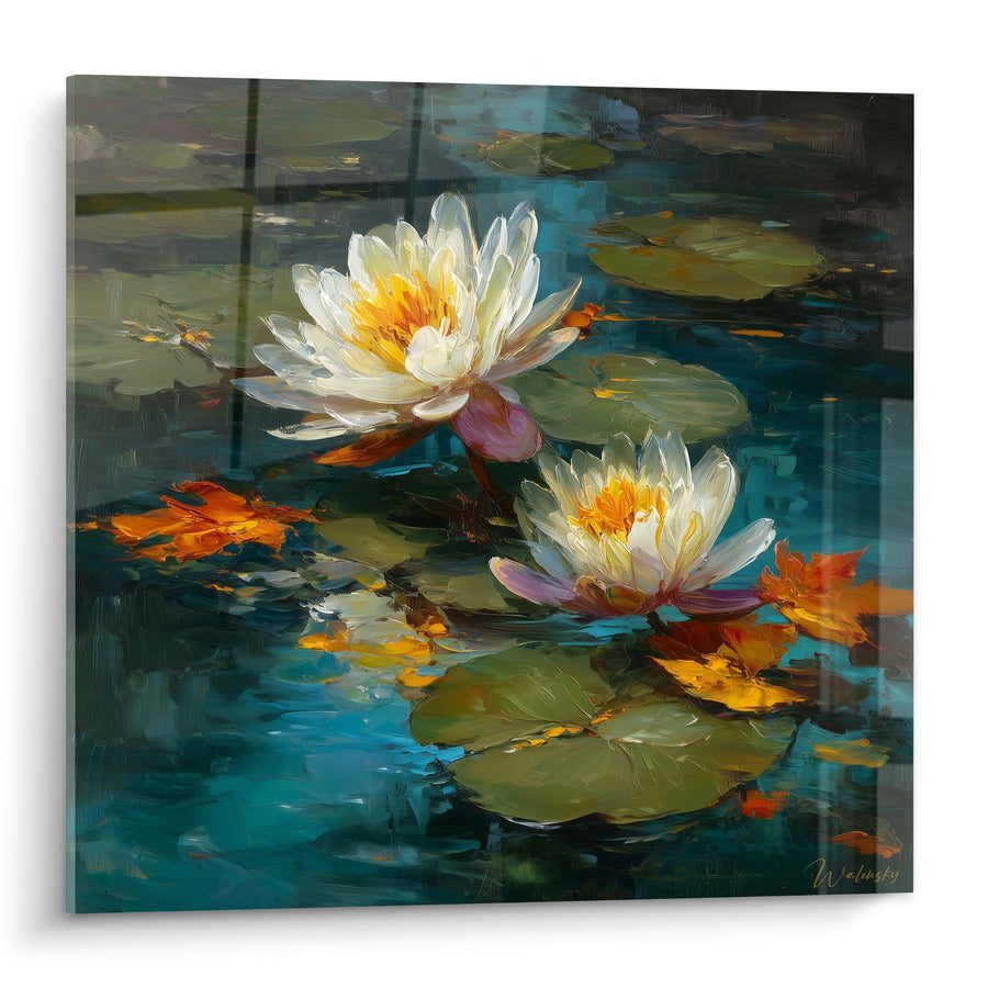 Tableau Nénuphars Blancs sur Eau Turquoise - Reflets Impressionnistes - Edition Nénuphare