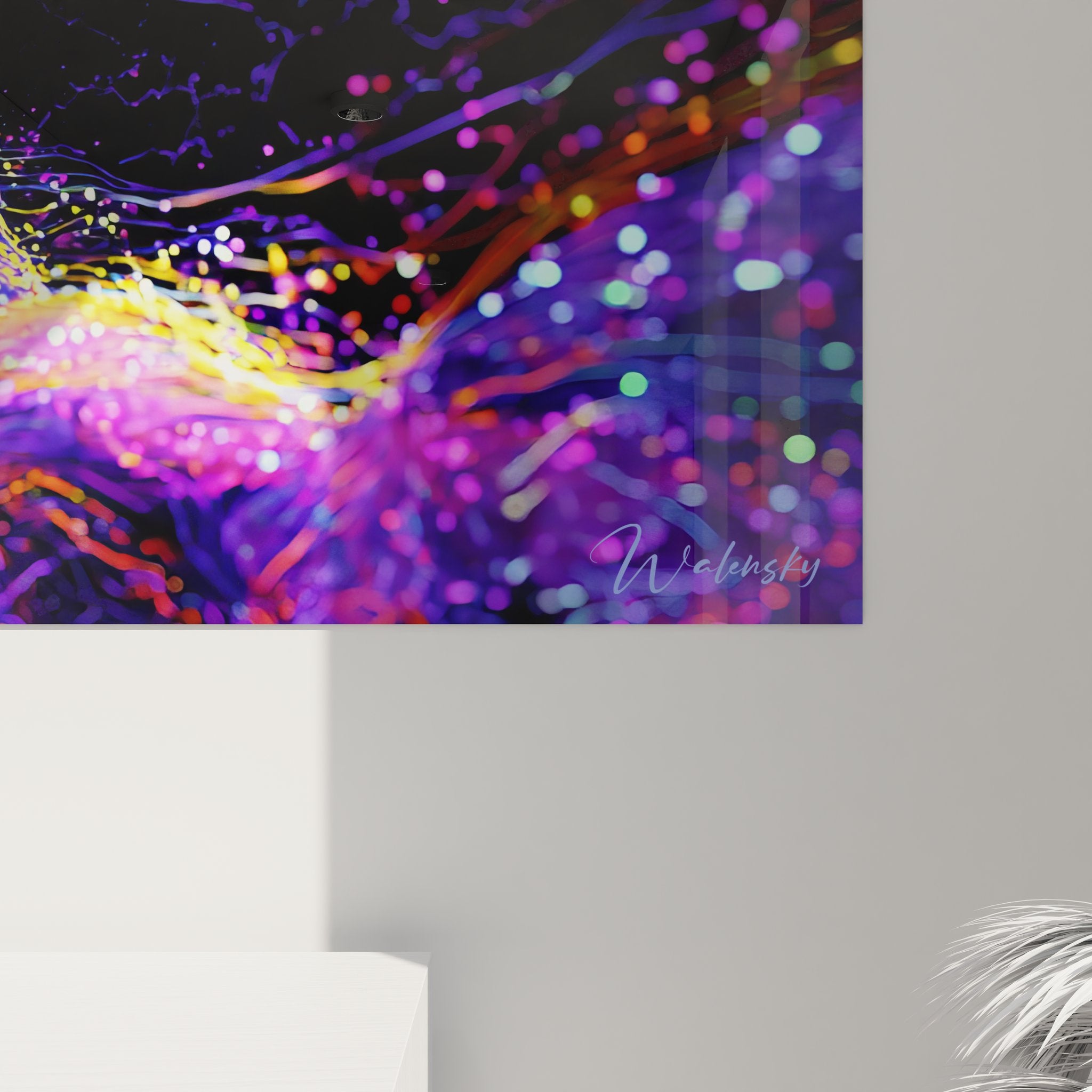 Vue ensemble tableau mural neuronal silhouette digitale connexions lumineuses décoration murale