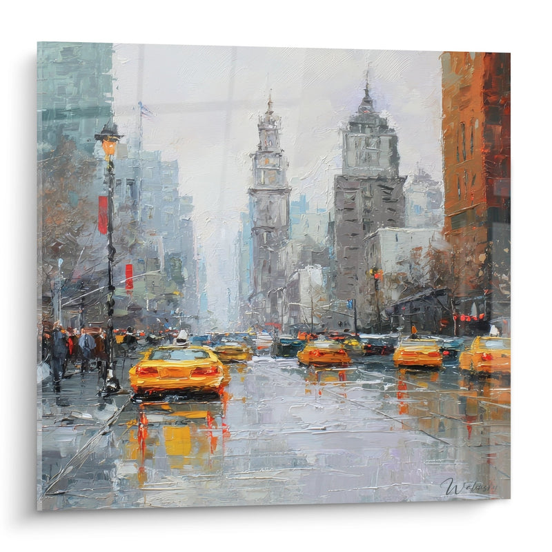 New York Street Painting in the Rain - Urban Reflections - New York Edition