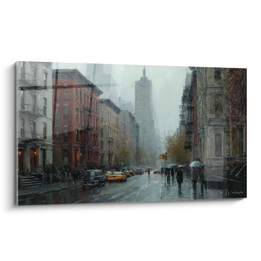 Tableau rue pluvieuse New York - Manhattan sous la pluie - édition New York